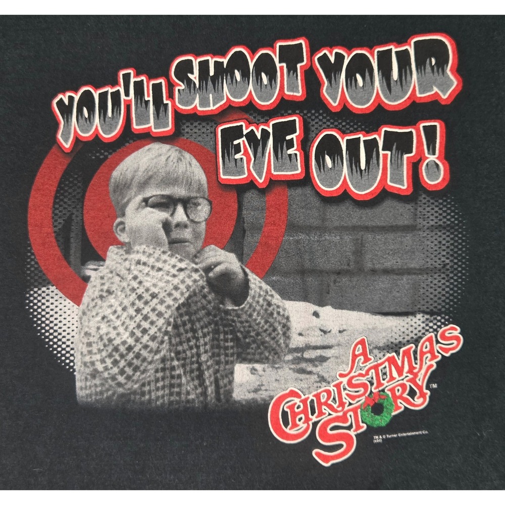 Vintage Christmas Story Ralphie Youll Shoot Your Eye Out Shirt Black Mens Large